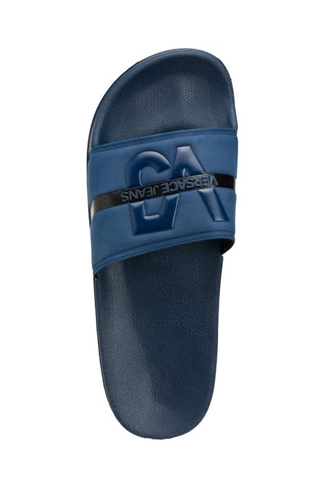 versace jeans slides navy blue|Versace slip on slides.